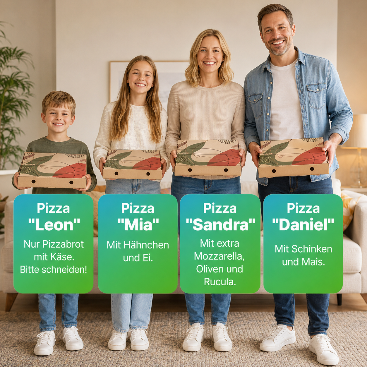 Familie bestellt Pizza per WhatsApp mit LieferChat